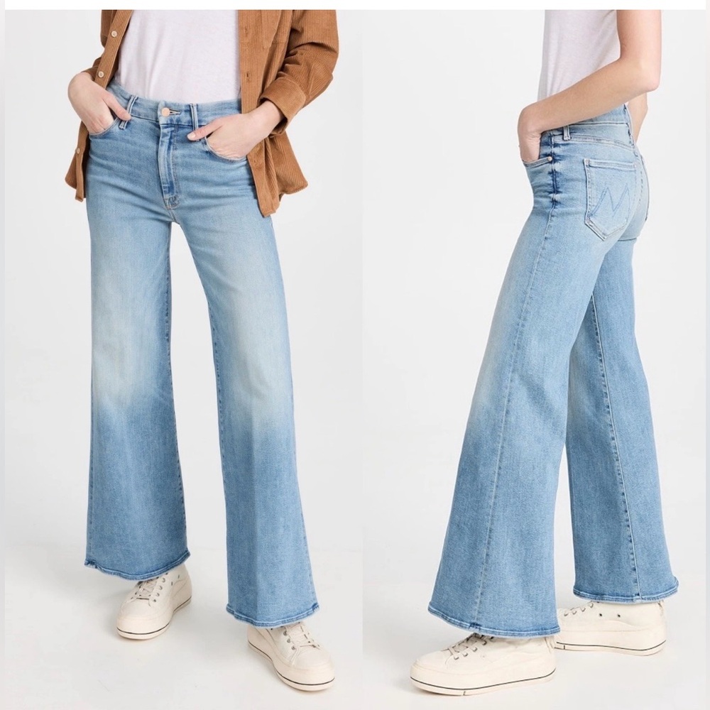 MOTHER Light Blue Denim Wide Leg Flare Jeans
